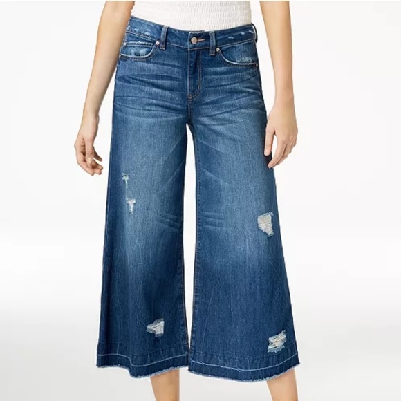 Rewash Denim - Rewash Destroyed Wide Leg Crop Jeans